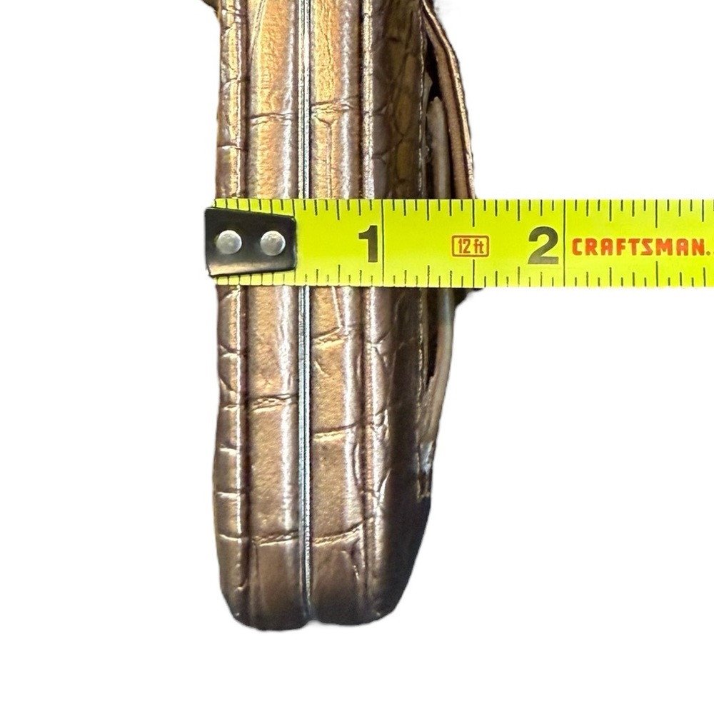 Y2K Copper Colored Crocodile Embossed Wallet Clutch with Rhinestone Cross - Picture 6 of 6